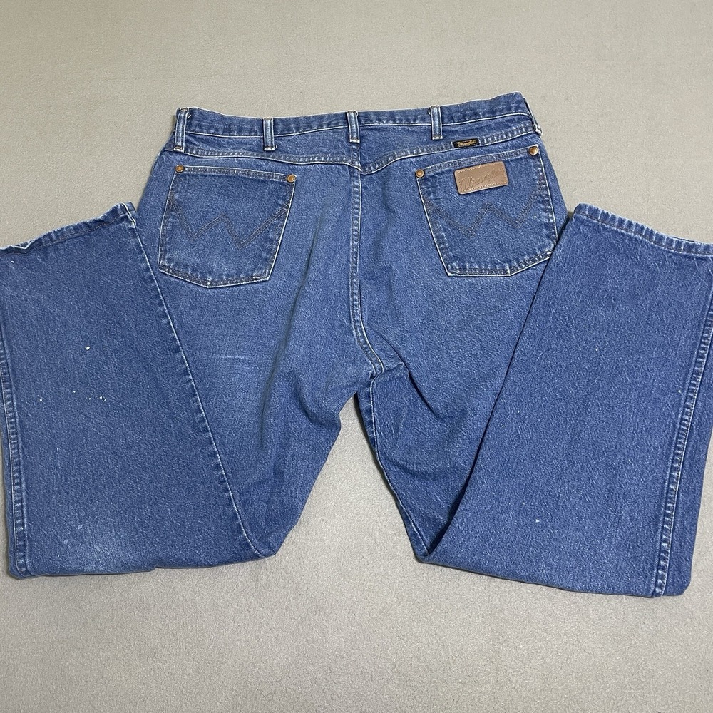 Vtg Wrangler Jeans Men 40X30 Cowboy Cut Made in USA Western Paint Splatter WORN*